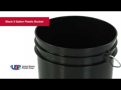 Plastic Pail - 2 Gallon, Black S-9941BL - Uline