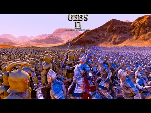 19000 GondorCaptains VS 19000 Elf Warrior No Shields. Ultimate Epic Battle Simulator 2  UEBS 2