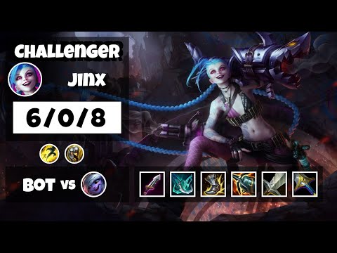 Jinx vs Tristana EU Challenger BOT (6/0/8) - v11.13
