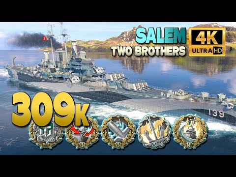 Cruiser Salem: 308k on map Shatter - World of Warships