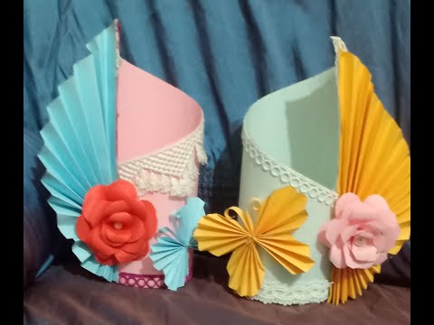 Making paper Flower Vase/How to make a Flower Vase at Home