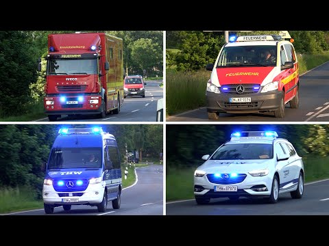 [ELW3, Drohneneinheit & ESS] Lagerhallenbrand in Linnich | Einsatzfahrten