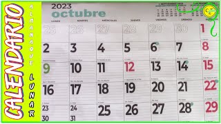CALENDARIO ALMANAQUE LUNAR OCTUBRE 2023