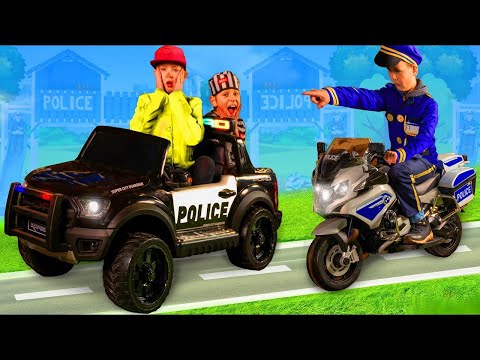 Kids Play with Police Cars & Bikes