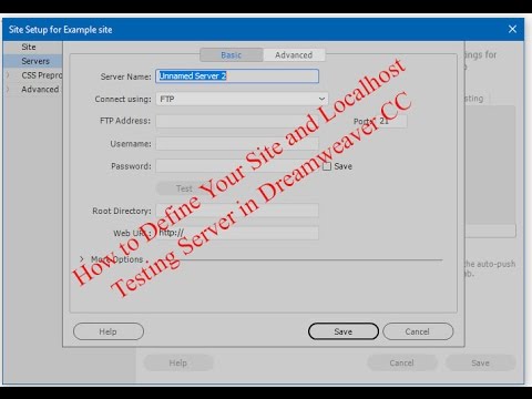 How to Define Your Site and Localhost Testing Server in Dreamweaver CC? Video