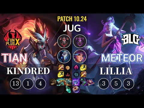 FPX Tian Kindred vs BLG Meteor Lillia Jungle - KR Patch 10.24