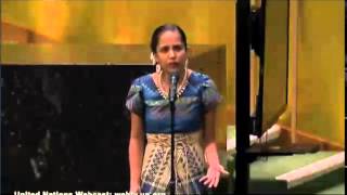 Marshallese poet Kathy Jetnil-Kijiner speaking at the UN Climate Leaders Summit in 2014