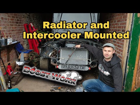 Boost Worx 190e radiator and intercooler mounted in the car