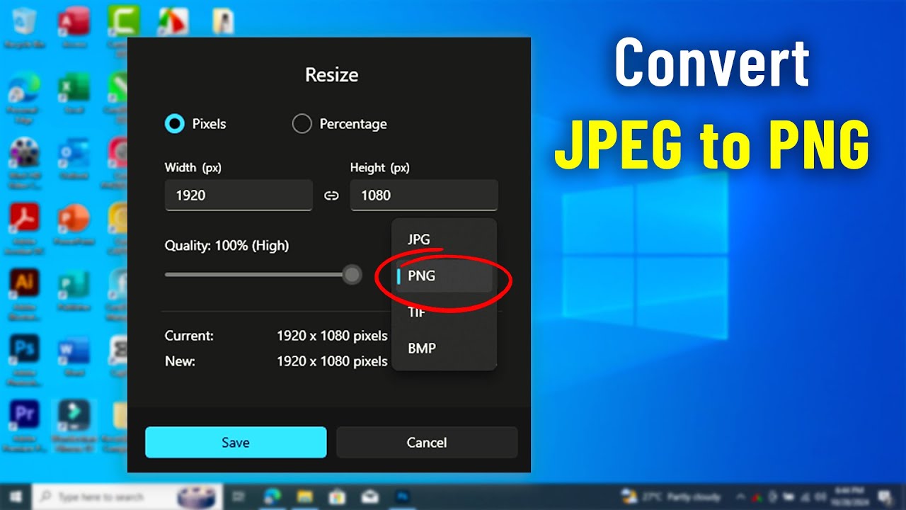 How to convert JPEG to PNG without Losing Quality in Windows 10