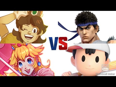 SSBU - Daisy (me) & Peach vs Evil Ryu & Fake Ness