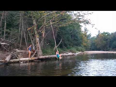 A slow motion capture of rope swing fun.