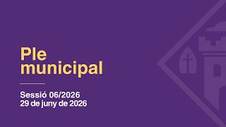 Ple municipal ordinari del 29 de Juny de 2026