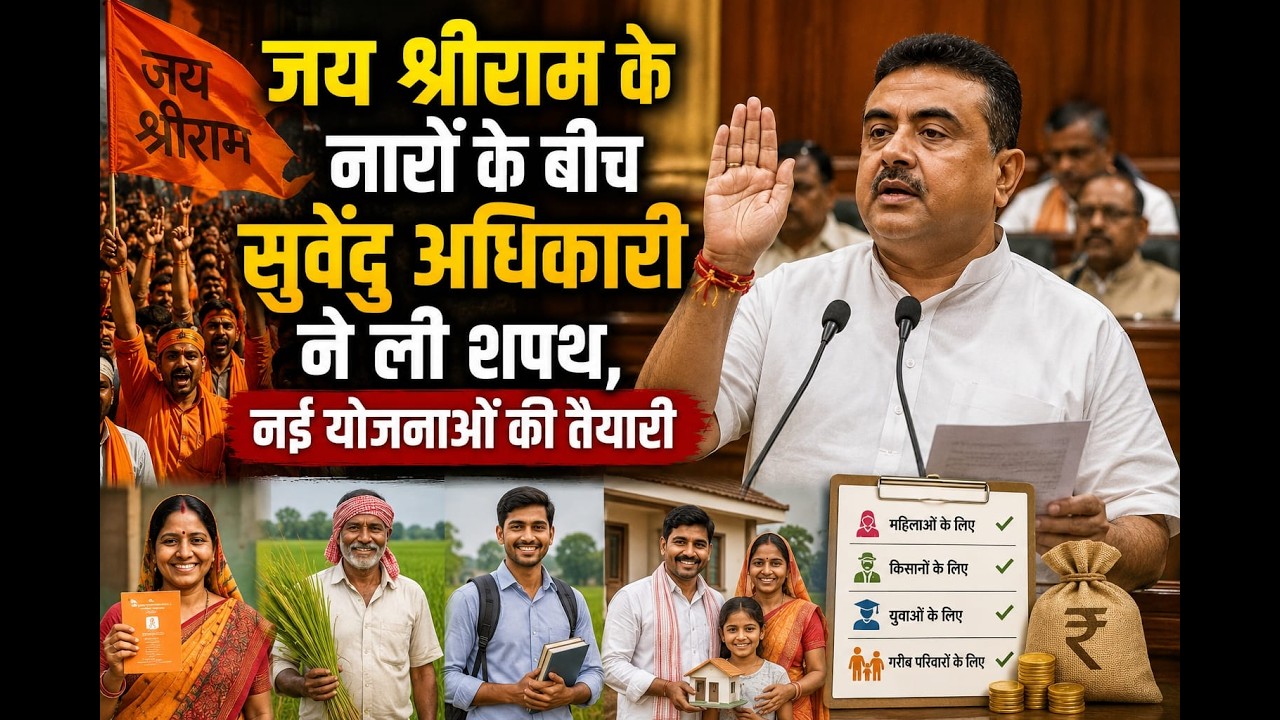 जय श्रीराम के नारों के बीच सुवेंदु अधिकारी ने ली शपथ, नई योजनाओं की तैयारी