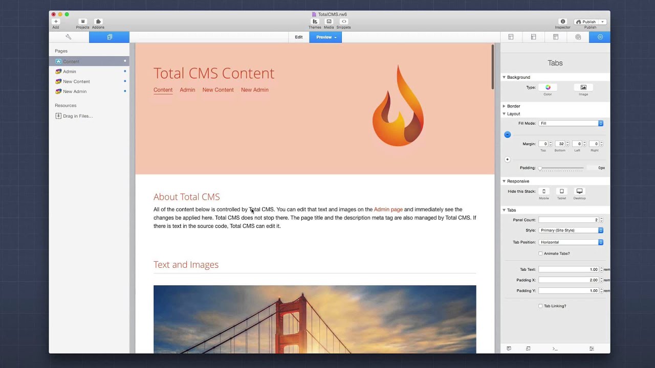 Introduction to Total CMS for RapidWeaver (Pre-Release)