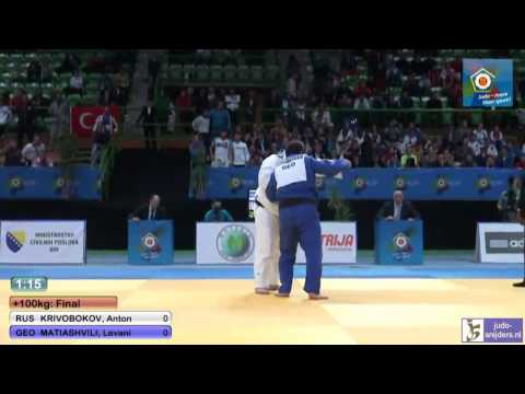Judo 2013 European Championships Juniors: Krivobokov (RUS) - Matiashvili (GEO) [+100kg] final