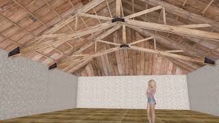Engineered Timber Roof Truss Upload Test into SpaceGrid of the OpenSim Metaverse, on 2026/08/25