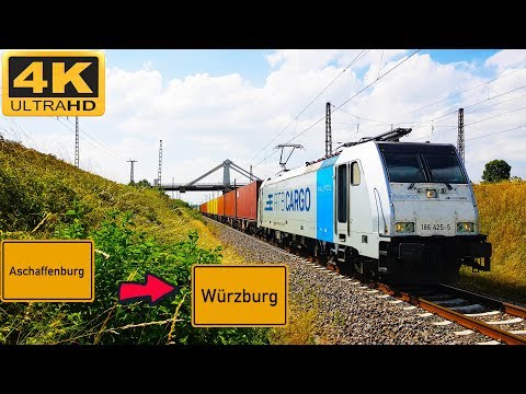 【4K】 Führerstandsmitfahrt Aschaffenburg HBF nach Würzburg HBF über Veitshöchheim, Gemünden, Lohr