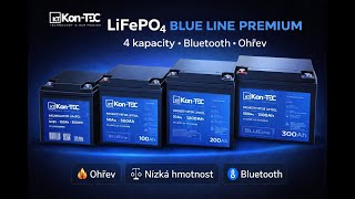 ❄️Baterie Kon-Tec Blue Line KT-LFP12200 Lithium-železo-fosfátová LiFePO4 baterie 12V, 12,8V 200Ah, 2560Wh - Wireless BMS System + funkce ohřevu baterie