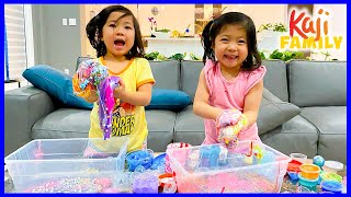 Mixing All My Slime! Giant Slime Smoothie with Emma and Kate!!!