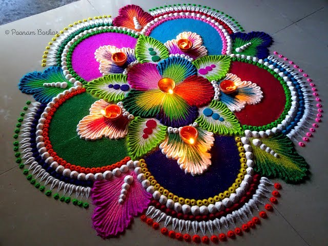 Diwali rangoli big and colourful by poonam borkar