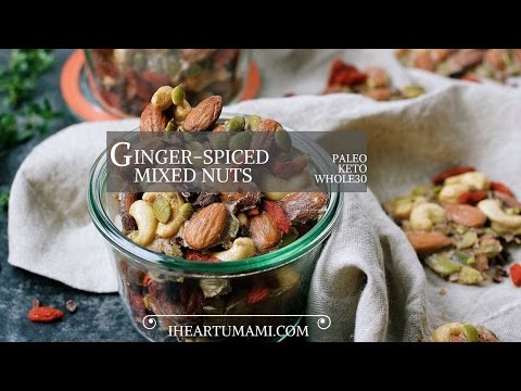 Paleo Ginger Spiced Mixed Nuts - a holiday gift recipe !