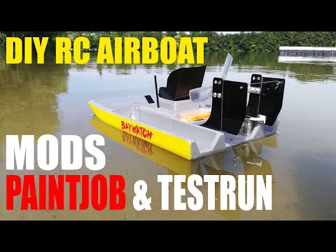 DIY RC AIRBOAT | MODS | BAYWATCH PAINTJOB & TESTRUN
