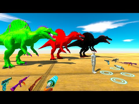 COLOR SPINOSAURUS and FPS AVATAR RESCUE MISSION DEATH RUN - Animal Revolt Battle Simulator