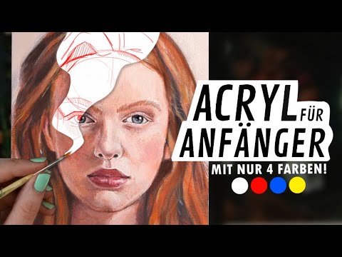 Wie malt man ein Porträt SCHRITT FÜR SCHRITT mit ACRYL! - Und mit NUR 4 Farben 🤍💛💙💓 || Für Anfänger!