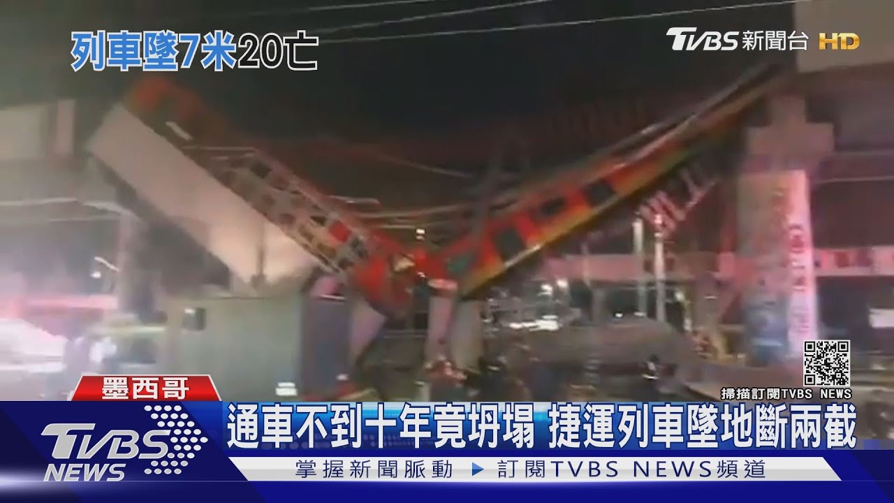 捷運列車從7公尺高墜地　墨西哥高架橋墩塌陷釀20死