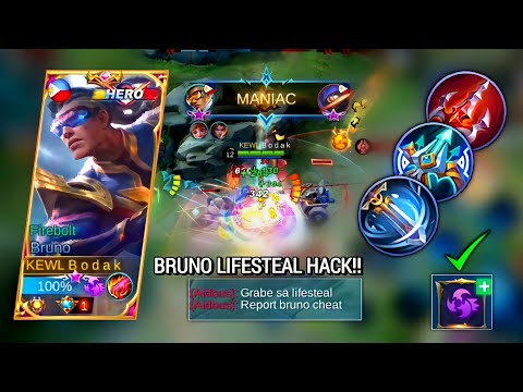 BRUNO LIFESTEAL HACKKKKK | BRUNO BEST BUILD AND EMBLEM MLBB - Master Bodak
