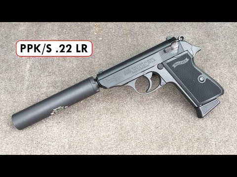 Schießen mit einer Walther PPK/S .22 LR Pistole mit einem Gemtech GM-22 Schalldämpfer!