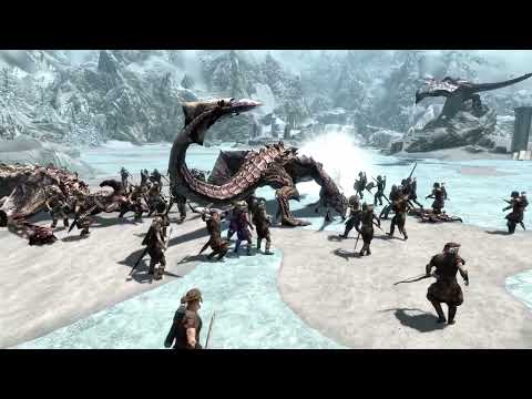 Skyrim Battles - 5 Legendary Dragons vs 50 Hold Guards