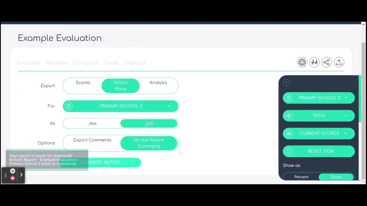 Exporting your evaluation and action plan