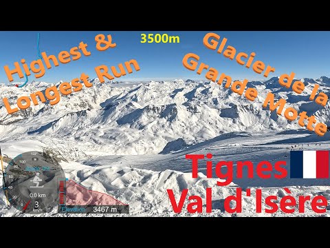 [4K] Skiing Val d’Isère Tignes, Grande Motte Glacier - Highest and Longest Run, France, GoPro HERO11