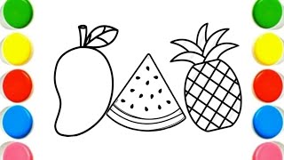 Buah Segar Bergizi Menggambar, Melukis, Mewarnai untuk Anak & Balita 🍓🍎🍐🍒🍌🍇 Buah Sehat #404
