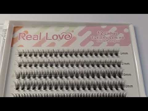 CARTELA DE CÍLIOS TUFINHOS SEM NÓ 30P MIX 9-14MM 0.07D COM 240 TUFOS REAL LOVE