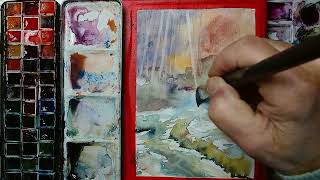 Impressionistic Watercolor Winter Landscape with Birch Trees – Relaxing Painting Demo & Art Tutorial