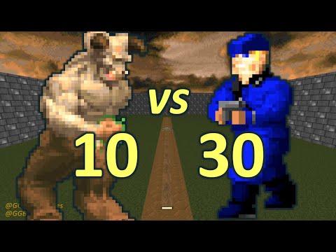 10 Hell Knights vs 30 Wolfenstein SS - Monster Infighting - Doom II Retro Battles