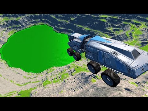 BeamNG drive - Leap Of Death Car Jumps & Falls Into Green Slime Pool #8