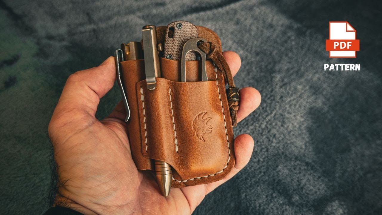 Making a Leather EDC Pocket Organizer - ASMR [DIY - PDF Pattern]