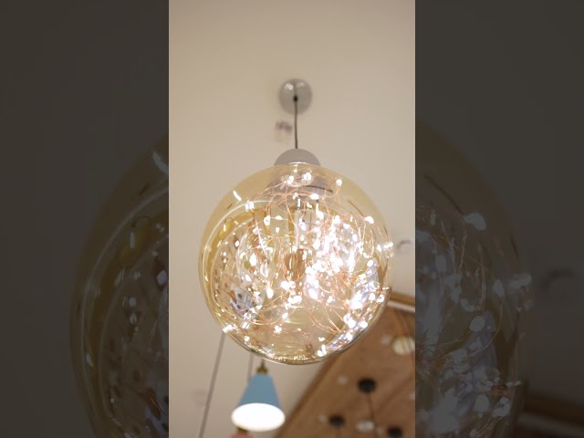 مصباح ديكور ليد زجاج عسلي
