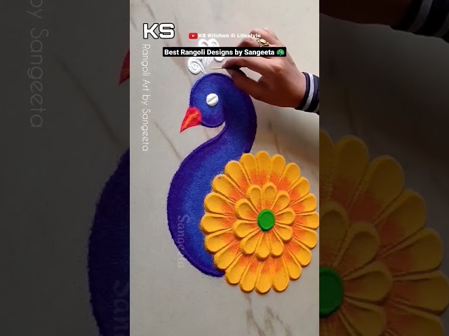  easy and very beautiful multi coloured rangoli by sangeeta - video 2