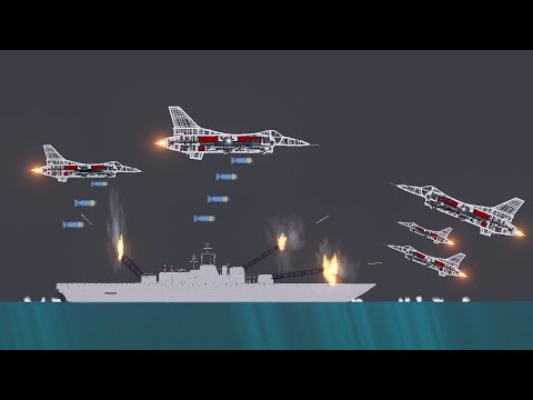 F-16 and Helicopters attack warships in People Playground