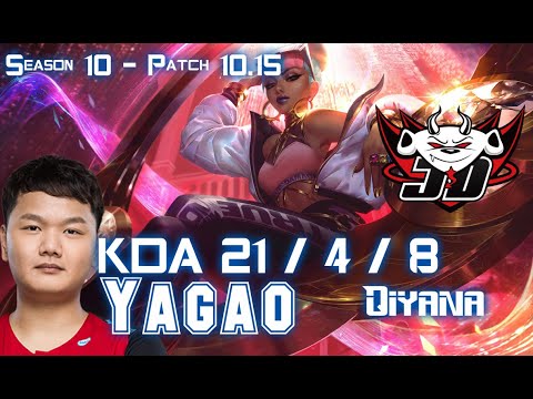 JDG Yagao QIYANA vs LEBLANC Mid - Patch 10.15 KR Ranked