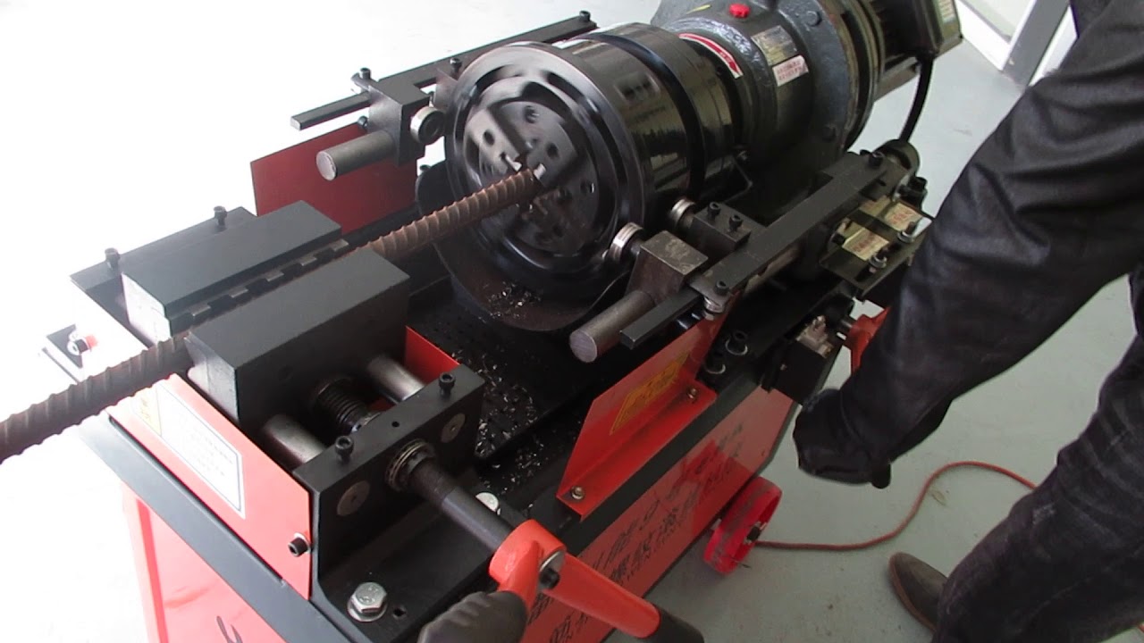 Semi-automatic rebar threading machine operation video