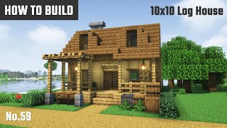 マイクラ建築：木と石で作れるシンプルなログハウスの作り方。ロッジ風。10x10ブロックで簡単に。No.59【Minecraft】