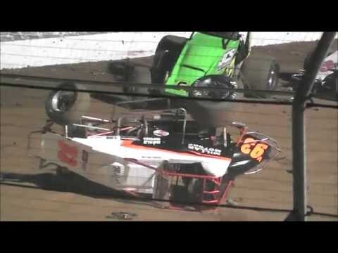 Travis Millar roll Wingless Sprints Simpson Speedway 11-4-2015