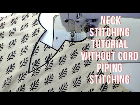 neck stitching tutorial without cord piping stitching