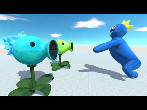 Snow Pea and Peashooter vs Rainbow Friends Blue - Animal Revolt Battle Simulator