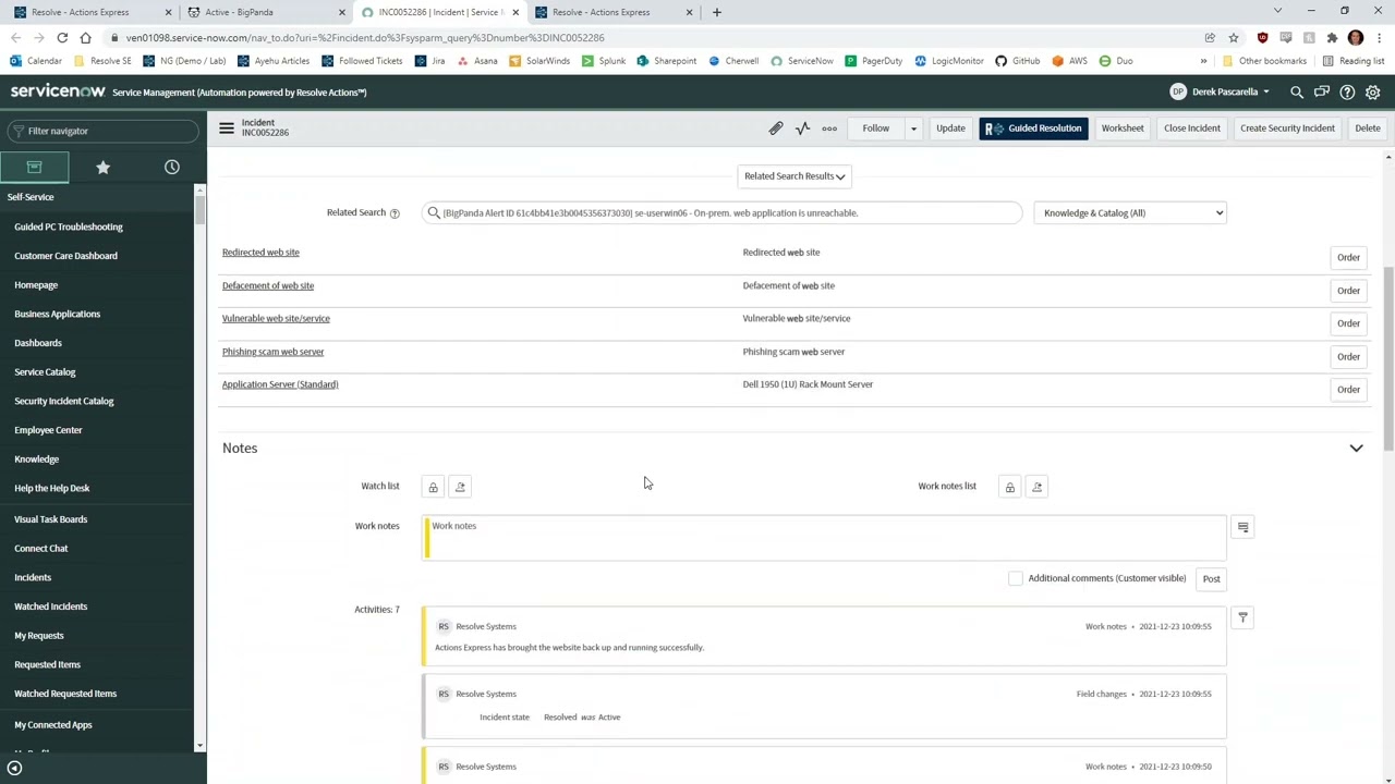 BigPanda Alert Remediation - IIS WebApp Down